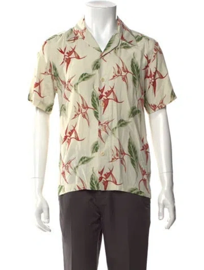 Pre-owned Sandro Floral Print Short Sleeve Shirt In Green