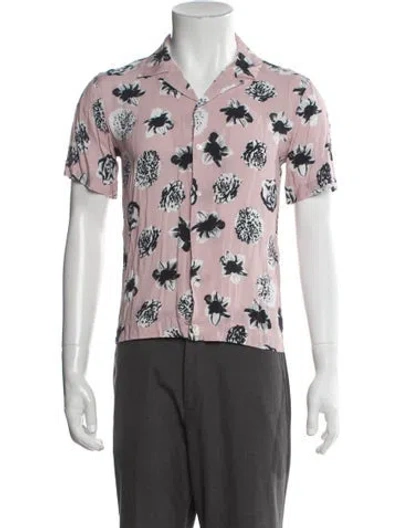 Pre-owned Sandro Floral Print Short Sleeve Shirt In Pink