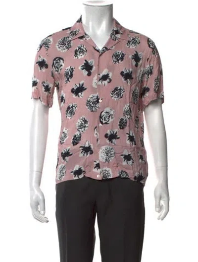 Pre-owned Sandro Floral Print Short Sleeve Shirt In Pink