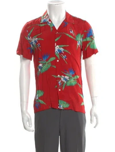 Pre-owned Sandro Floral Print Short Sleeve Shirt In Red