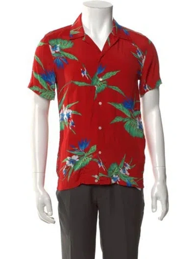 Pre-owned Sandro Floral Print Short Sleeve Shirt In Red