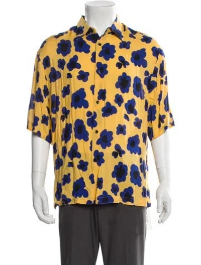 Pre-owned Sandro Floral Print Short Sleeve Shirt In Yellow