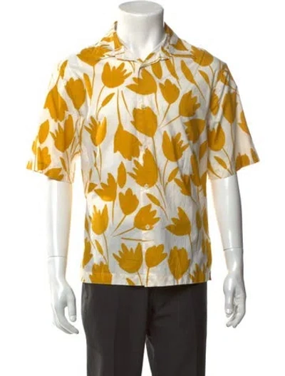 Pre-owned Sandro Floral Print Short Sleeve Shirt In Yellow