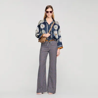 Sandro Floral Print Silk Shirt