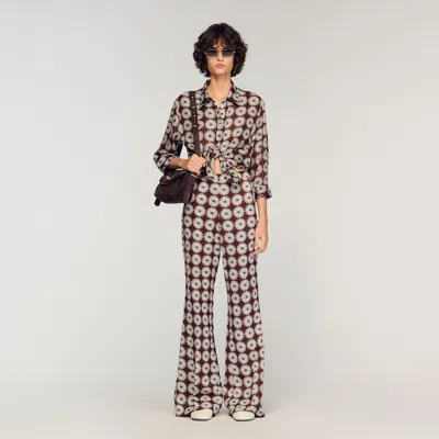Sandro Floral Print Silk Shirt