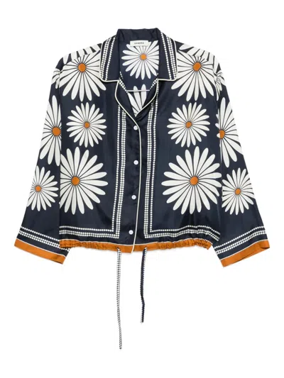 Sandro Floral-print Silk Shirt In Multi