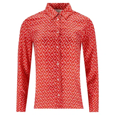 Pre-owned Sandro Floral Print Silk Shirt In Red