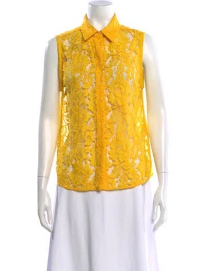 Pre-owned Sandro Floral Print Sleeveless Top In Yellow
