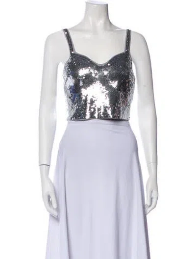Pre-owned Sandro Floral Print Square Neckline Crop Top In Multi