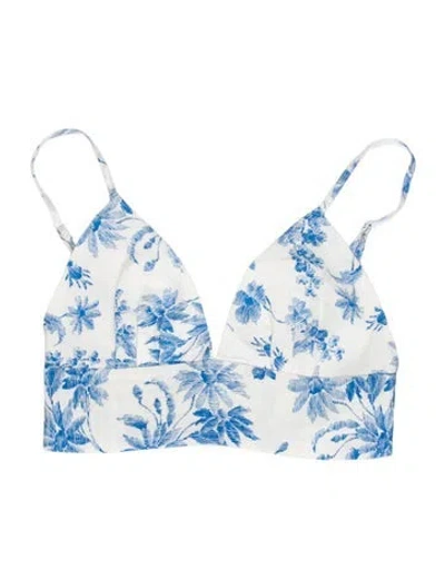 Pre-owned Sandro Floral Print Square Neckline Top In Blue