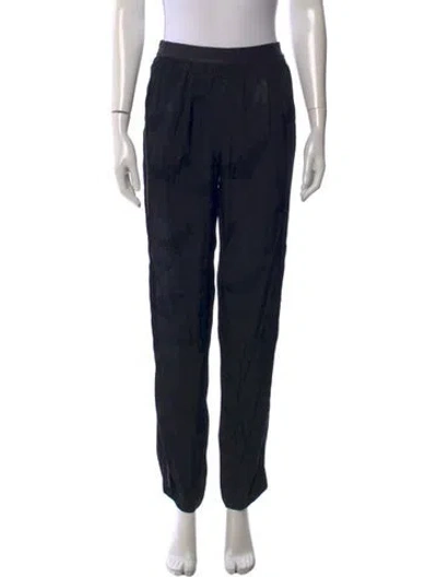 Pre-owned Sandro Floral Print Straight Leg Pants In Black