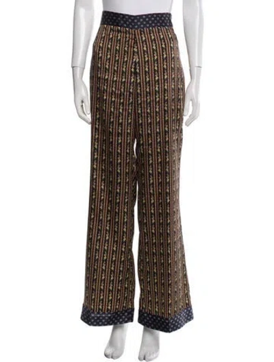 Pre-owned Sandro Floral Print Straight Leg Pants In Neutral