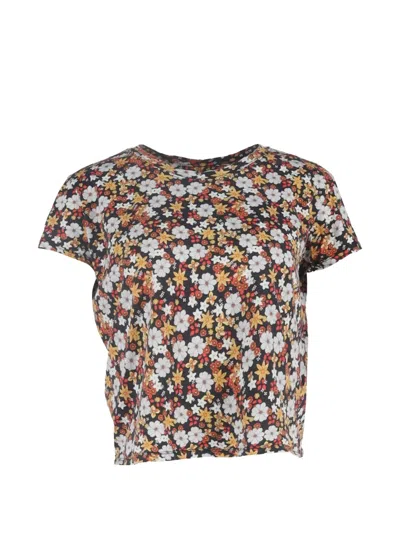 Pre-owned Sandro Floral-print T-shirt In Black