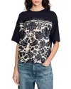Sandro Floral-print T-shirt In Ecru/black