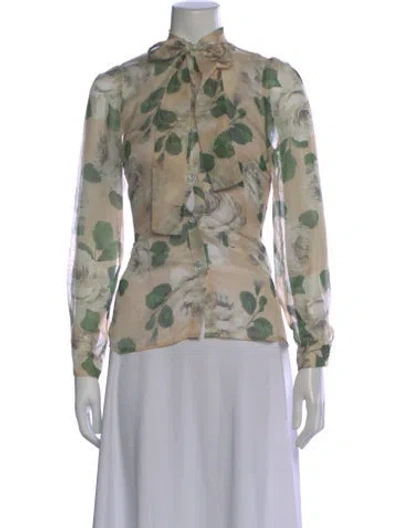 Pre-owned Sandro Floral Print Tie Neck Blouse In Multi