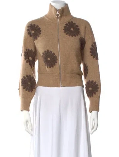 Pre-owned Sandro Floral Print Turtleneck Sweater In Brown