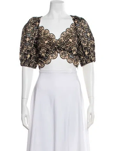 Pre-owned Sandro Floral Print V-neck Crop Top W/ Tags