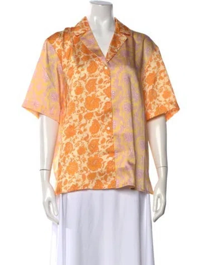 Pre-owned Sandro Floral Print V-neck Top In Multi