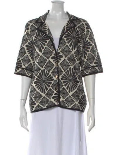 Pre-owned Sandro Floral Print V-neck Top W/ Tags In Black