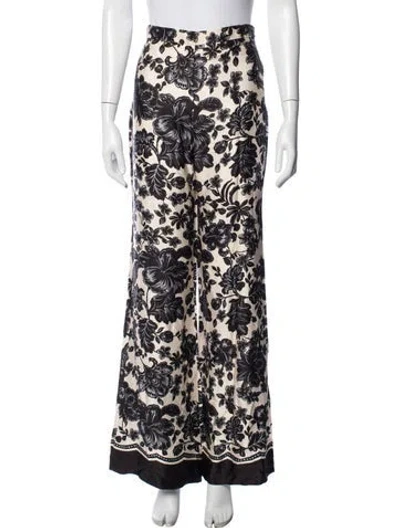 Pre-owned Sandro Floral Print Wide Leg Pants In Blue/neutrals