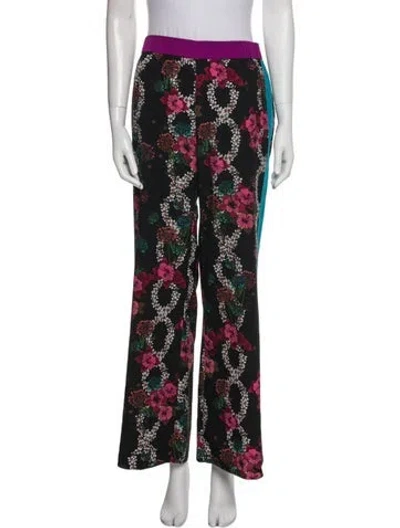 Pre-owned Sandro Floral Print Wide Leg Pants In Multi