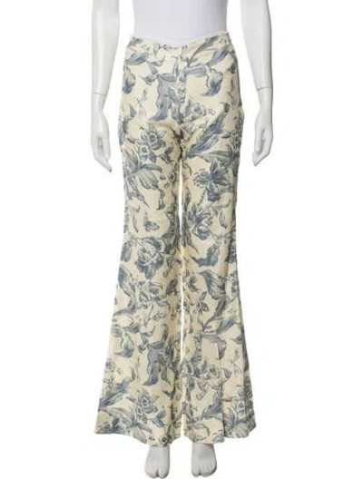 Pre-owned Sandro Floral Print Wide Leg Pants In Neutral