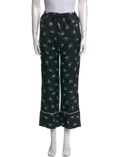 Pre-owned Sandro Floral Print Wide Leg Pants W/ Tags In Black