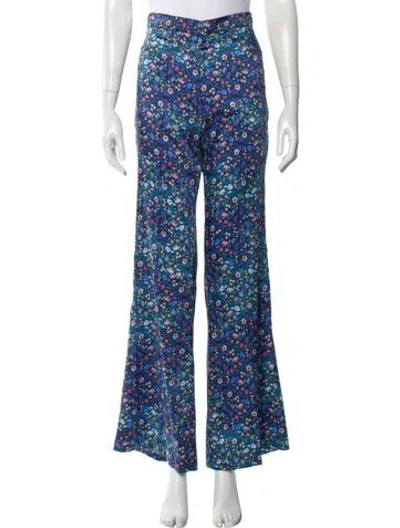 Pre-owned Sandro Floral Print Wide Leg Pants W/ Tags In Purple