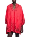 Sandro Short Dress With Floral Details In Red