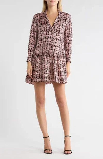 Sandro Floral Silk Long Sleeve Shirtdress In Multi