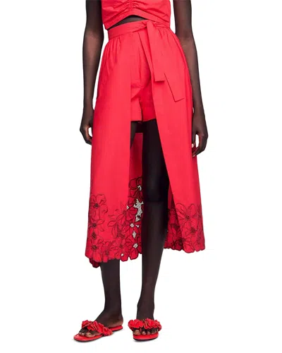 SANDRO FLORAL TIE WAIST SKORT