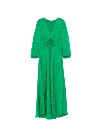 Sandro Floral Tie-detail Dress In Green