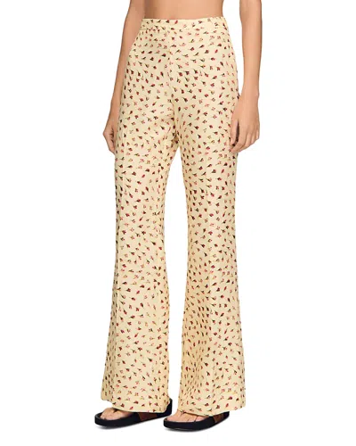 Sandro Floral Trousers In Neutral