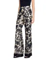 Sandro Perel Floral Satin Pants In Ecru/black