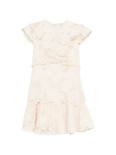 Sandro Womens White Floral V-neck Cotton-blend Mini Dress In Neutral