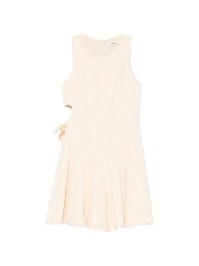 Sandro Floral-jacquard Cut-out Mini Dress In White