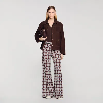 Sandro Floral-print Flowy Trousers