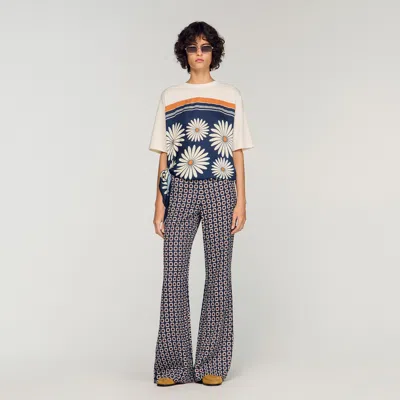 Sandro Floral-print Flowy Trousers