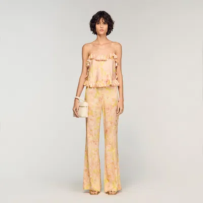 Sandro Floral-print Flowy Trousers