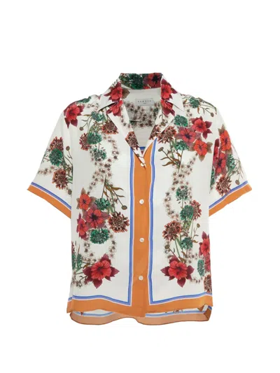 Pre-owned Sandro Floral-print Shirt In White
