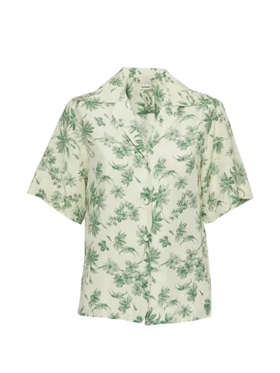 Pre-owned Sandro Floral-print Short-sleeves Shirt In Neutrals
