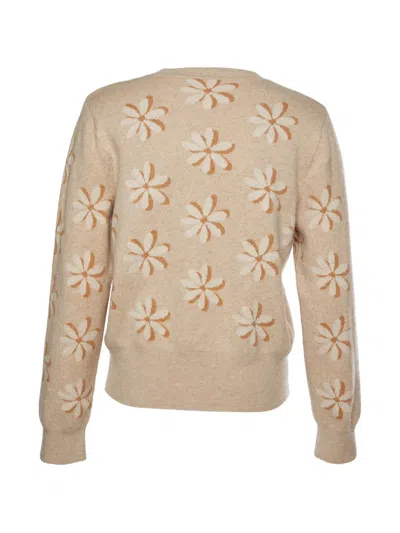 Pre-owned Sandro Floral-print Sweater In Neutrals
