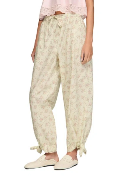 Sandro Floral-print Wide-leg Trousers In Green
