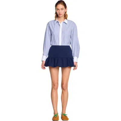 Sandro Flounced Shorts In Bleus