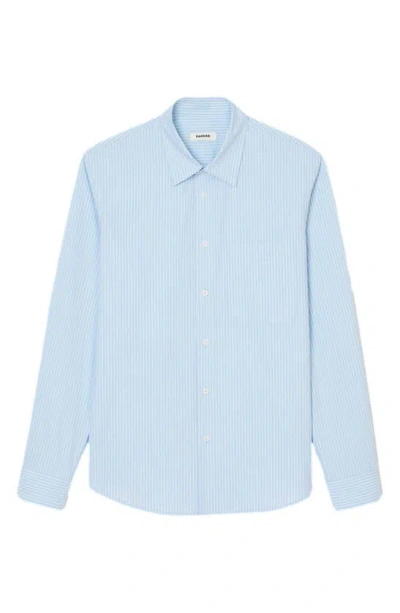 Sandro Flow Raye Pinstripe Button-up Shirt In Light Blue