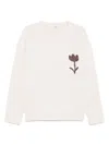 Sandro Sweatshirt Mit Blumenapplikation In White