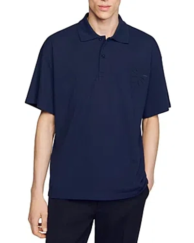 SANDRO FLOWER EMBROIDERED POLO