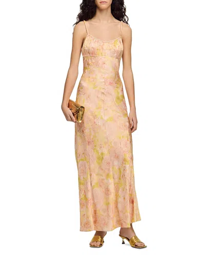 Sandro Flower Print Maxi Dress In Multi
