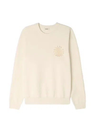 Sandro Flower-patch Long-sleeve Sweater In Neutral