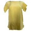 Sandro Flowy Sleeve Blouse In Yellow Silk In Yellow
